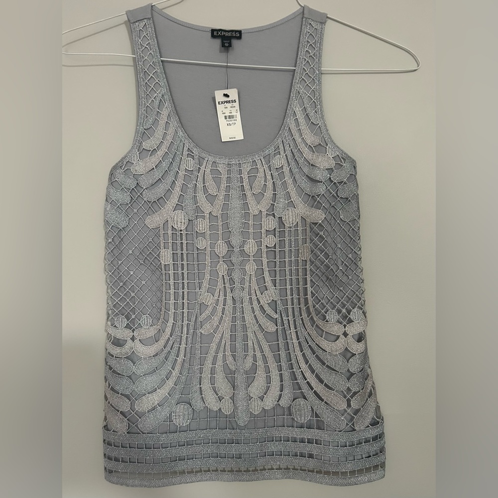 Express XS/TP NWT silver/gray dressy tank
